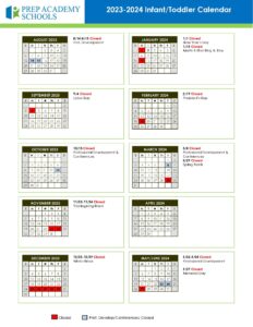 Infant Toddler SY Calendar